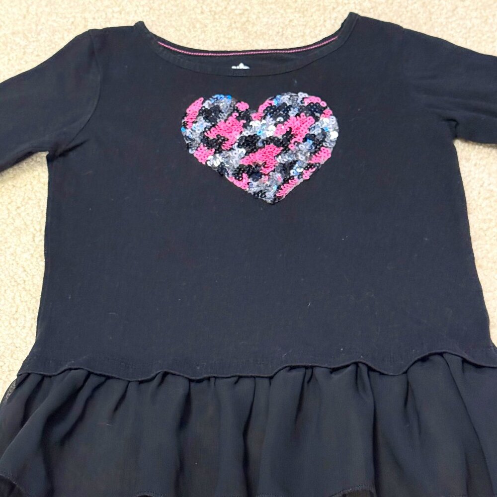 Garanimals - Girls Sequin Heart Peplum Bottom Long-Sleeve T-Shirt - Size 5